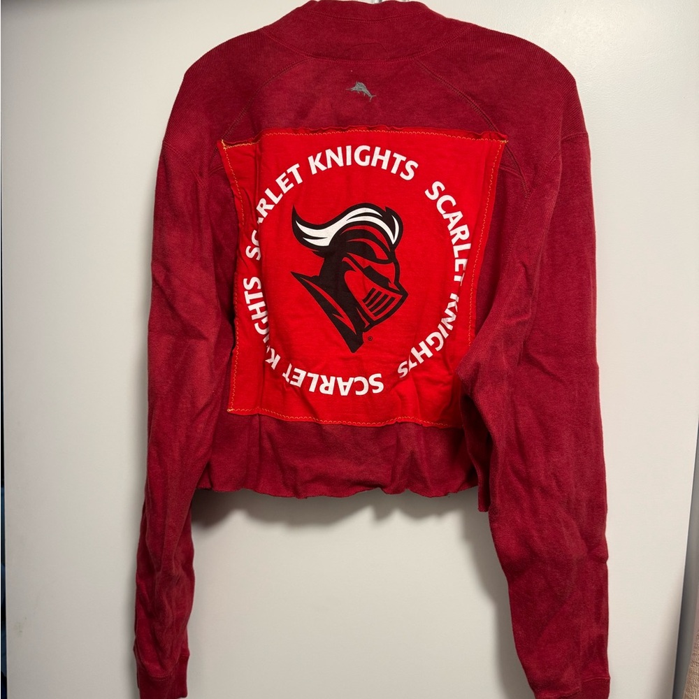 Tommy Bahama Upcycled Rutgers Tie Dye Red Quarter-Zip Pullover